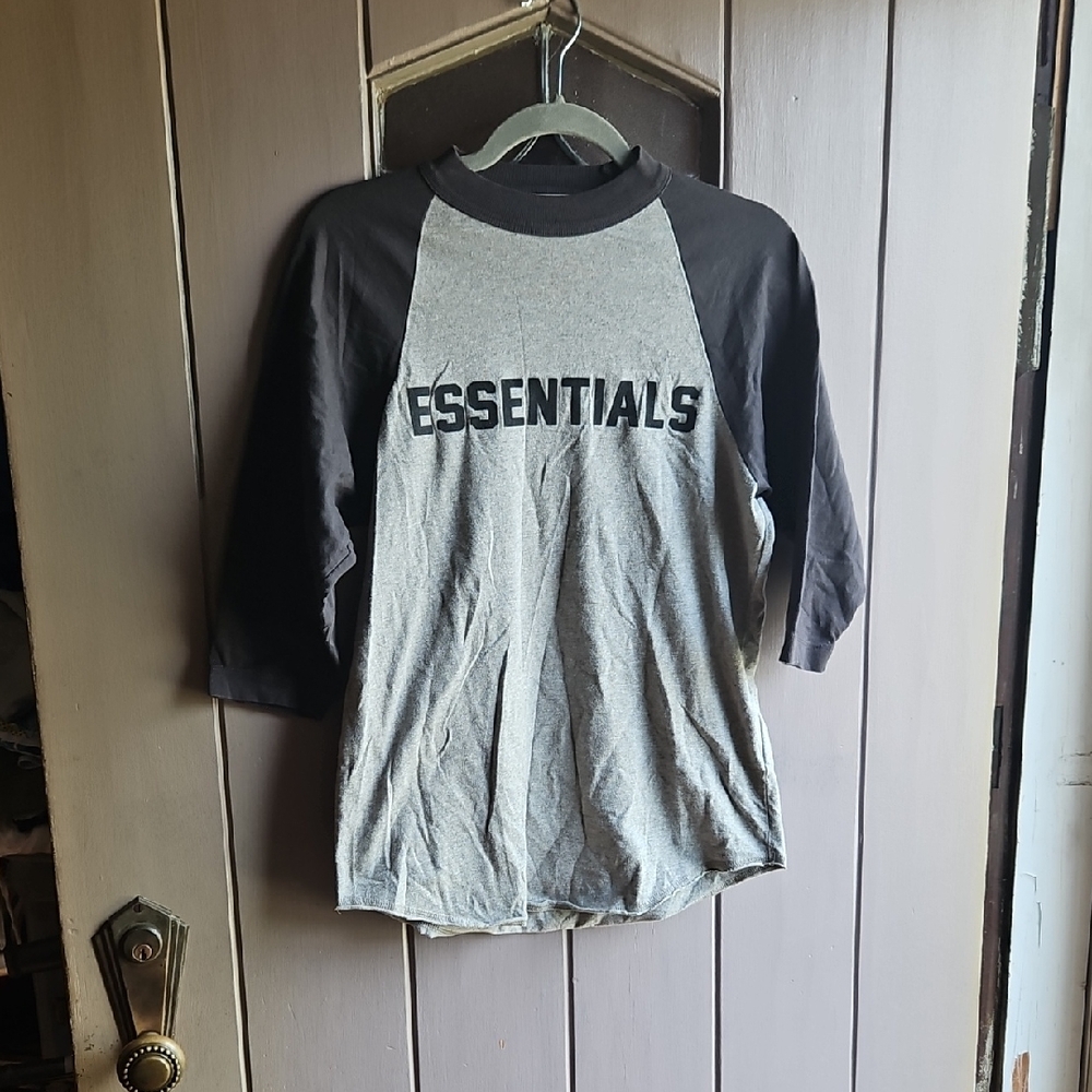 Essentials Fear Of God Baseball   Long Sleeve Tee - Gray and Black